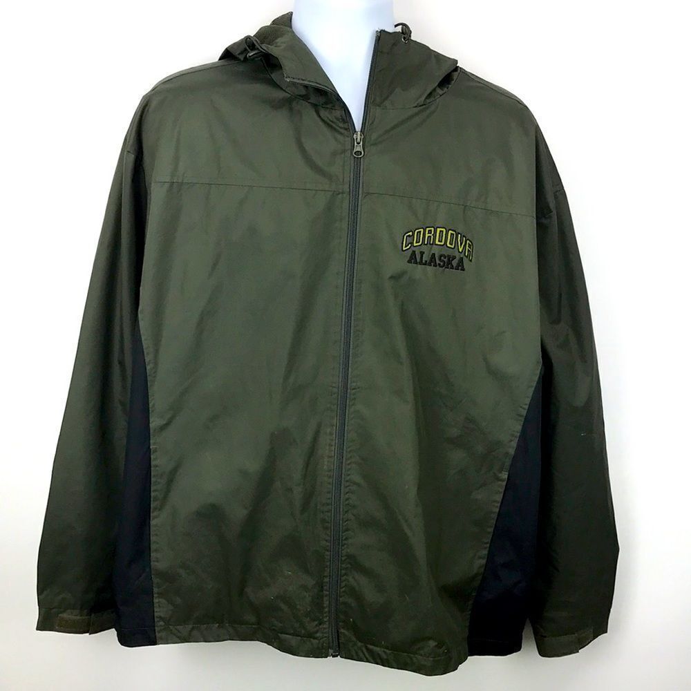 Polar Hooded Zip Up Jacket Mens Size Large Cordova Alaska